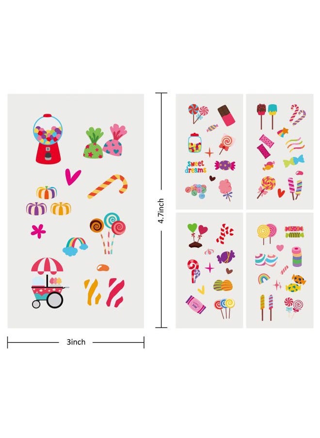 Cleverplay - 24 Sheets Candyland Temporary Tattoos, Birthday Decorations Candyland Party Favors - Image 1