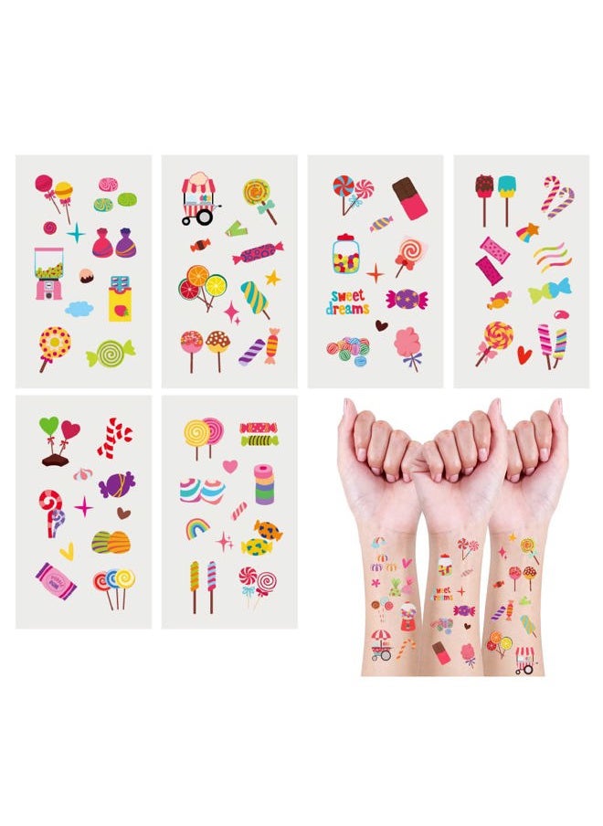 Cleverplay - 24 Sheets Candyland Temporary Tattoos, Birthday Decorations Candyland Party Favors - Image 1