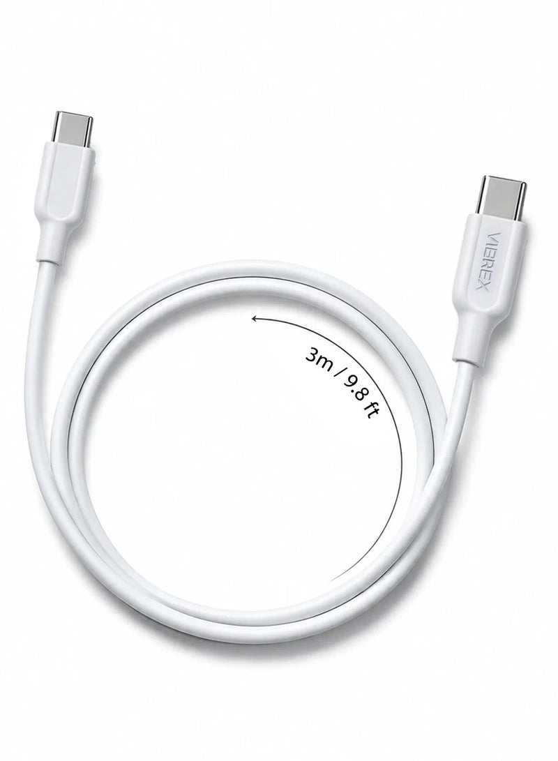 Vierex VC-3 Type-C to Type-C Fast Charging Data Cable 60W Power Delivery USB C Charger Cable, 3M - Image 5