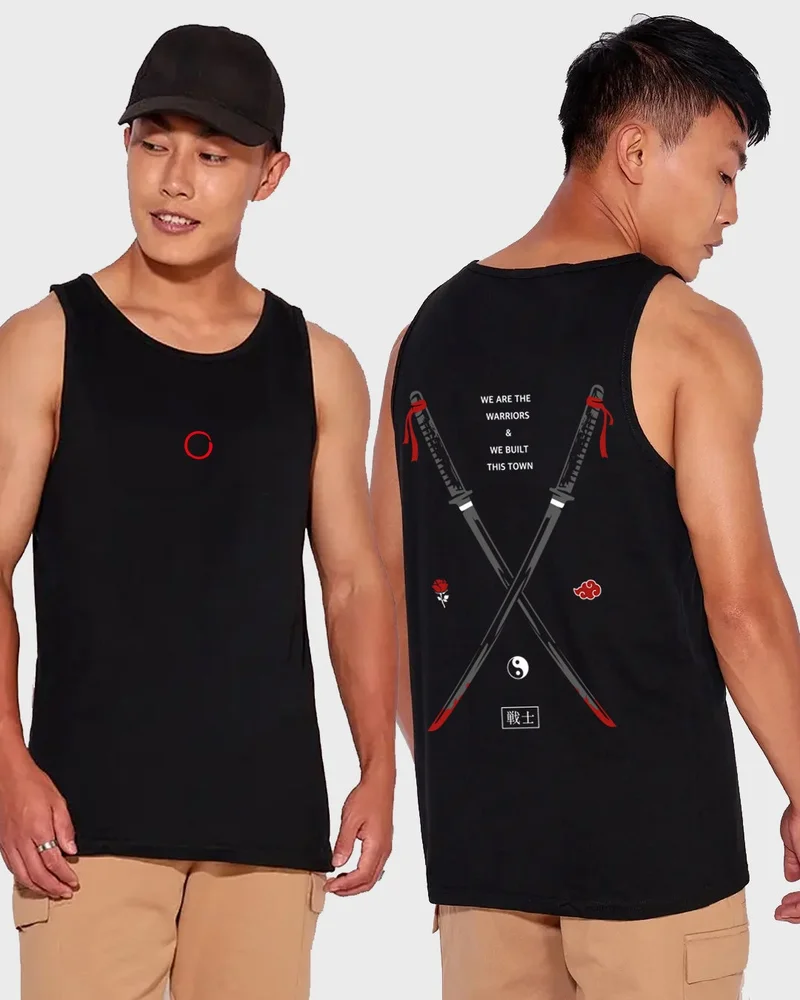 بيواكوف صديري رجالي أسود بطبعة محاربين