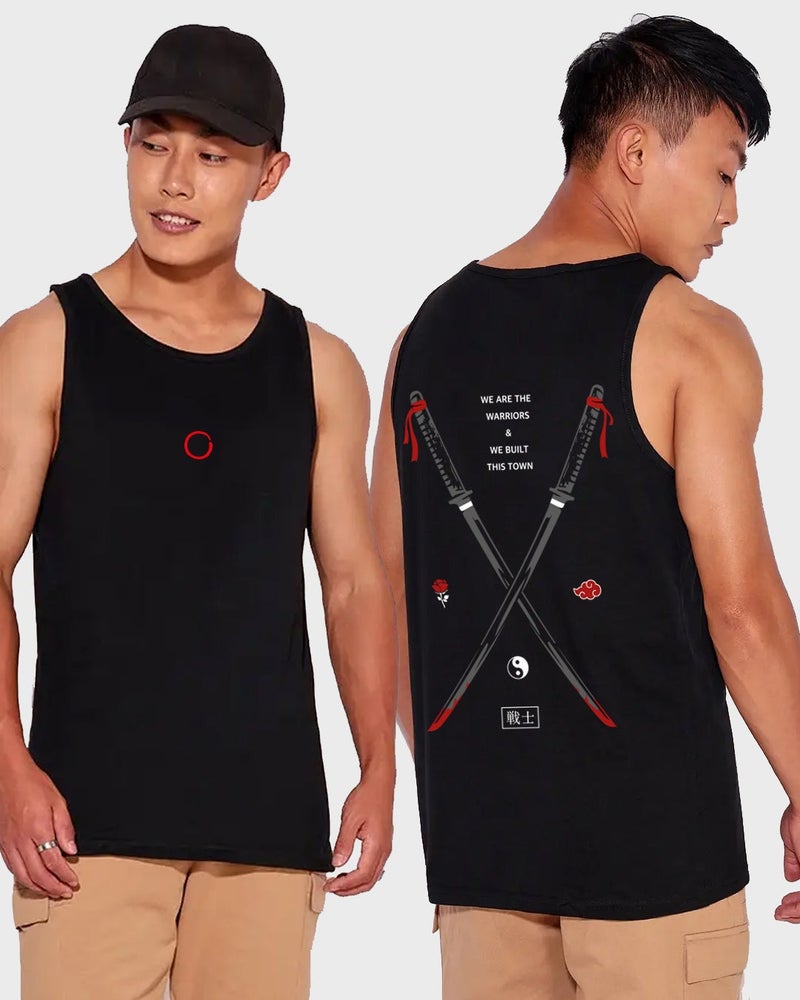 bewakoof Men's Black Warriors Graphic Printed Vest - Image 1