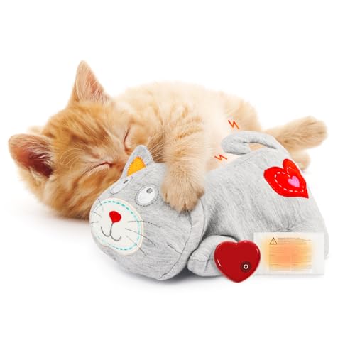 ALL FOR PAWS Heartbeat Cat Plush Toy Calming Kitten Companion with Realistic Heartbeat Anxiety Relief for Indoor Cats Dogs Pets - Image 1