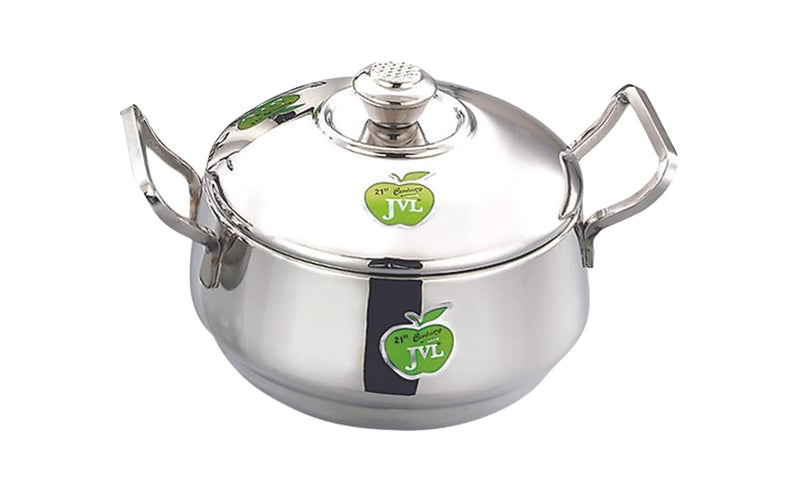 JVL طقم قدر طهي من الفولاذ المقاوم للصدأ مع غطاء ومقبض 800 1250 1900 مل 3 قطع طقم هاندي عادي للطهي - Image 3