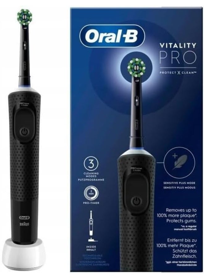 Oral-B Oral B Vitality Pro, Rechargeable Toothbrush with CrossAction Brush Head, 3 Cleaning Modes & 2 Minutes Built-in Timer - Black - Image 1