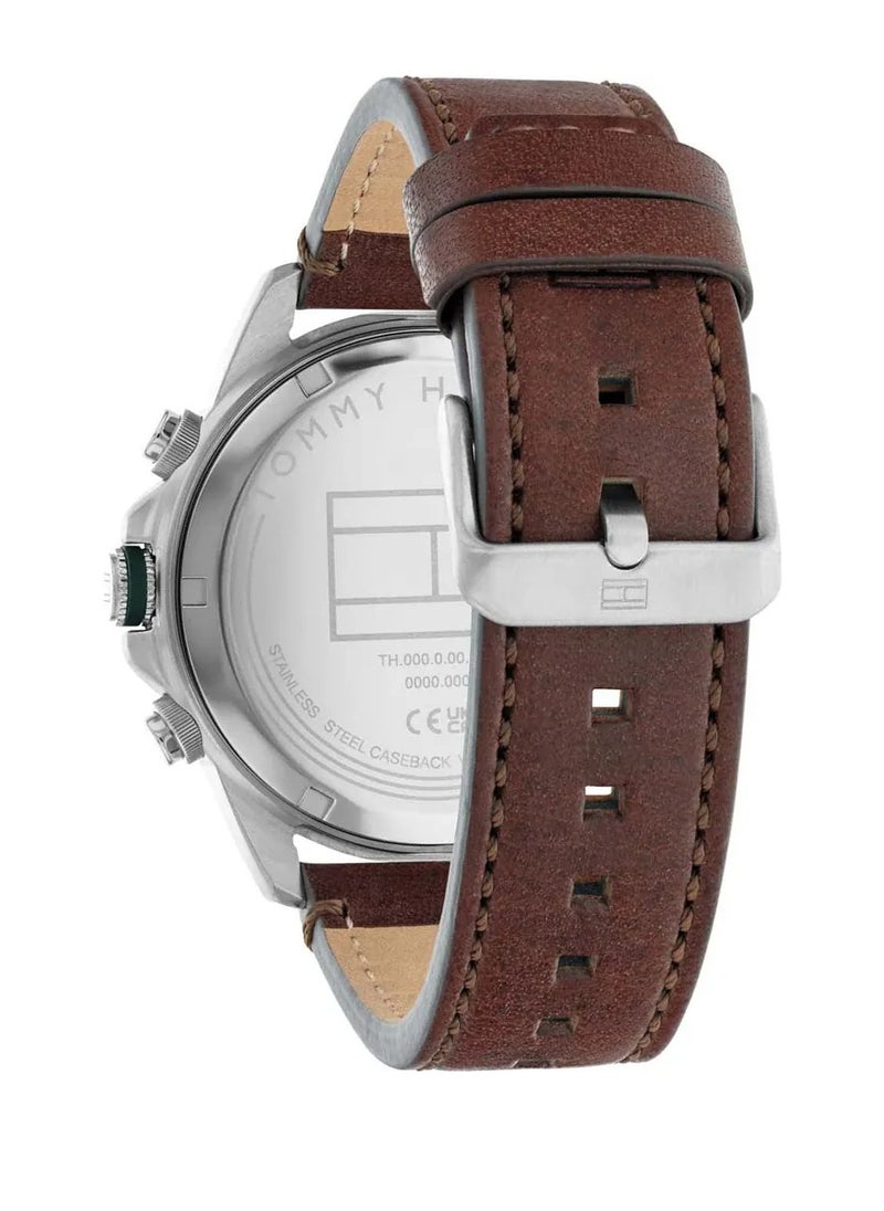Tommy Hilfiger Plus Analogue Multifunction Quartz Watch for Men with Brown Leather Strap - 1792064 46mm  - Image 3