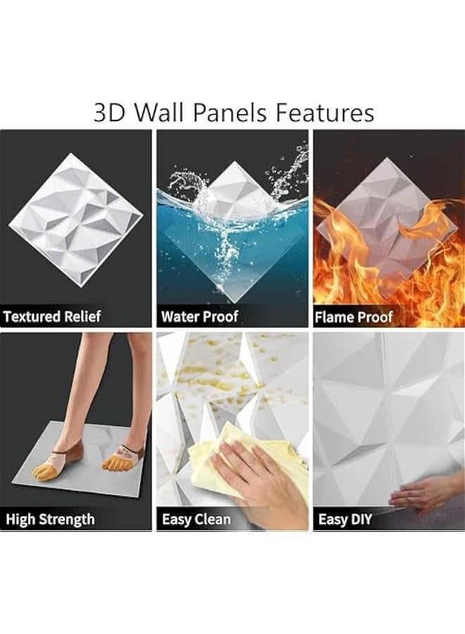 تراسل ألواح حائط ثلاثية الأبعاد للديكور PVC، 12 عبوة 30 × 30 سم لوحة حائط ثلاثية الأبعاد للديكور الداخلي للحائط، ألواح حائط ذات تصميم ماسي PVC لغرفة المعيشة ردهة غرفة النوم مكتب الفندق  - Image 3