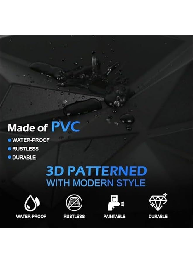 تراسل ألواح حائط ثلاثية الأبعاد للديكور PVC، 12 عبوة 30 × 30 سم لوحة حائط ثلاثية الأبعاد للديكور الداخلي للحائط، ألواح حائط ذات تصميم ماسي PVC لغرفة المعيشة ردهة غرفة النوم مكتب الفندق  - Image 4