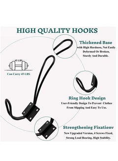 SYOSI Rustic Entryway Hooks-6 Pack Farmhouse Hooks with Metal Screws Included, Black Decorative Wall Mounted Rustic Coat Hooks Rack, Double Vintage Organizer Hanging Wire Hook Clothes Hanger  - Image 3