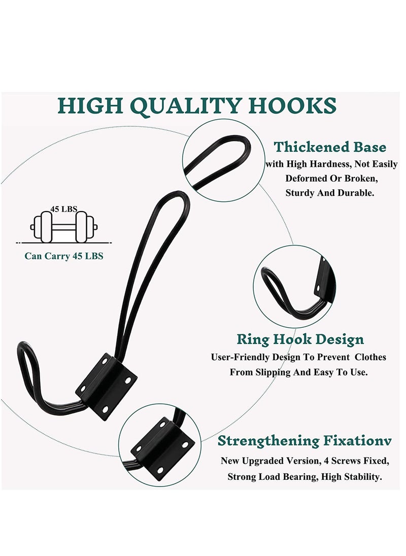 SYOSI Rustic Entryway Hooks-6 Pack Farmhouse Hooks with Metal Screws Included, Black Decorative Wall Mounted Rustic Coat Hooks Rack, Double Vintage Organizer Hanging Wire Hook Clothes Hanger  - Image 3