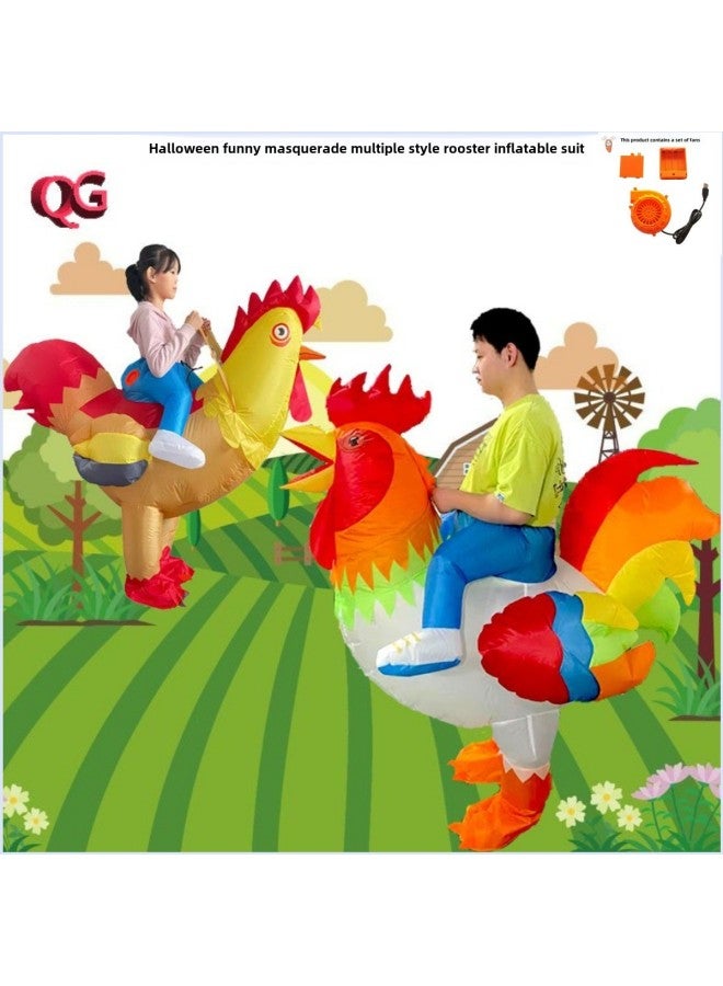 Loquat Red Rooster Children's Day Parent-Child Inflatable Costume Big Rooster Inflatable Costume Performance Doll Costume-Color:Big Red Rooster Children 80-120cm - Image 2