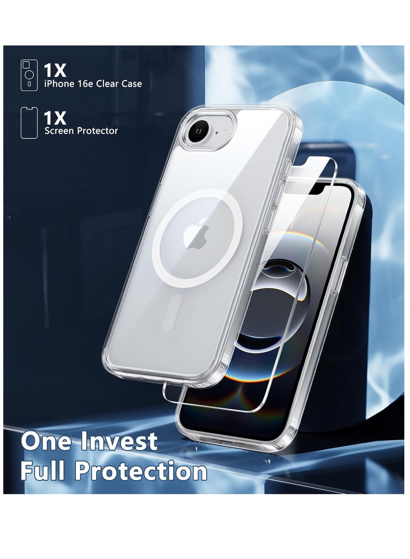 MIGOFAST iPhone 16e Case Clear Magnetic Rugged Protection  Grade Slim Anti Yellowing Phone Cases  Shockproof Scratch Resistant Transparent Phone Cover Clear - Image 3