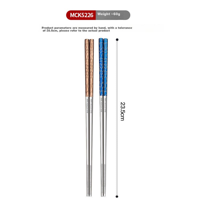 MAXCOOK 316L عيدان الفولاذ المقاوم للصدأ ، مجموعة من 2 أزواج ، عيدان مرمزة اللون للاستخدام المنزلي ، مجموعة أدوات المائدة الإبداعية MCK5226 - Image 1