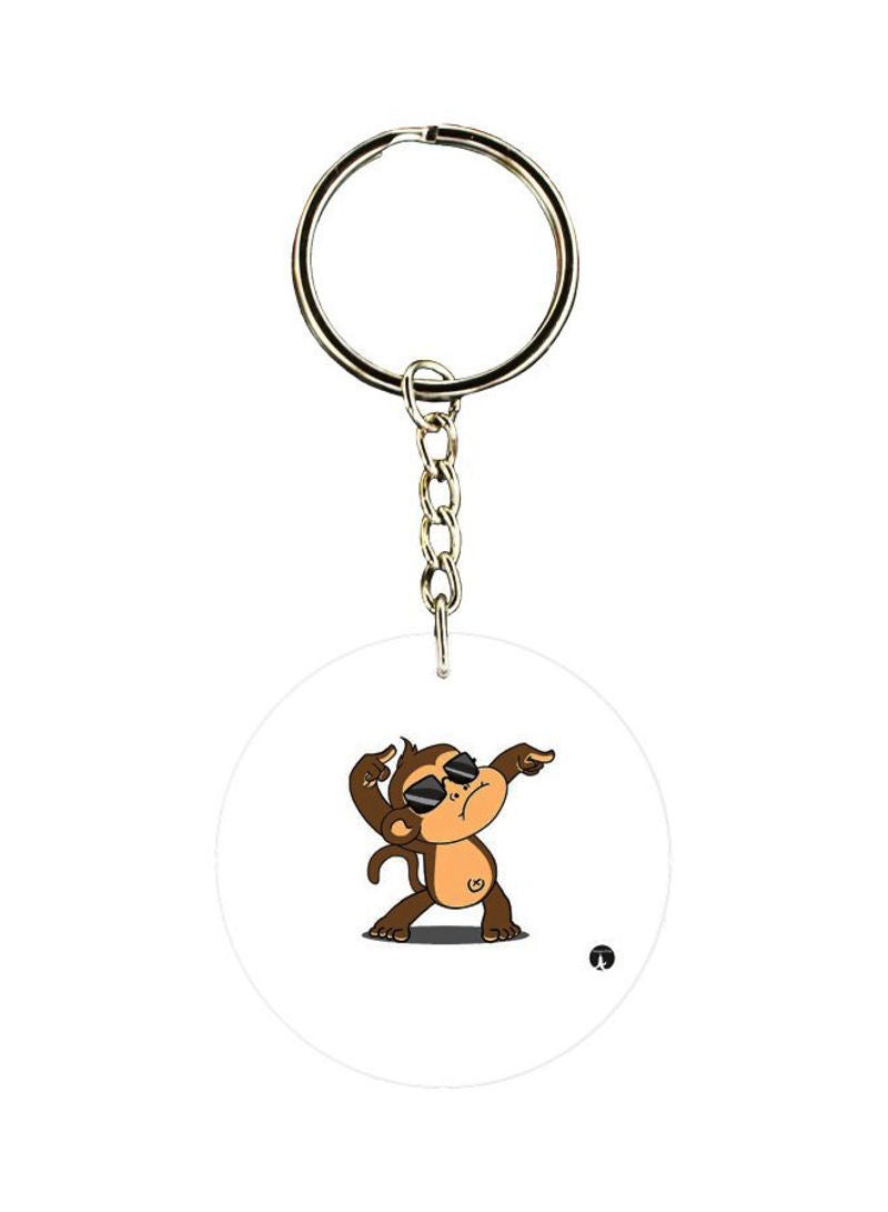 Cartoon Monkey Printed Double Sided Keychain