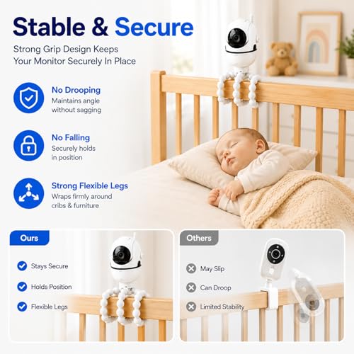 AISVAN Tripod Mount Compatible with HelloBaby HB6560/HB65/HB6550/HB6550 Pro/HB40/HB66/HB6339 and ANMEATE SM935E Baby Monitors – Attach Your Camera Flexibly Anywhere - Image 4