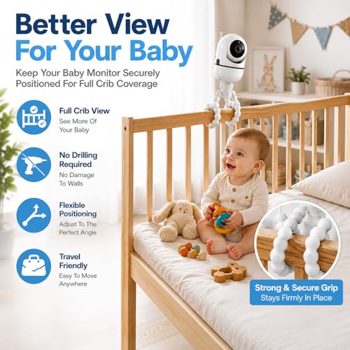 AISVAN Tripod Mount Compatible with HelloBaby HB6560/HB65/HB6550/HB6550 Pro/HB40/HB66/HB6339 and ANMEATE SM935E Baby Monitors – Attach Your Camera Flexibly Anywhere - Image 3