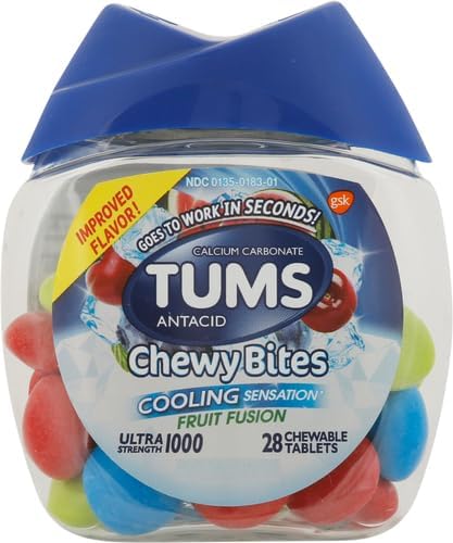 TUMS Chewy Bites Fast Cooling Sensation Antacid Fruit Fusion 28 Tablets Pack of 4 - Image 2