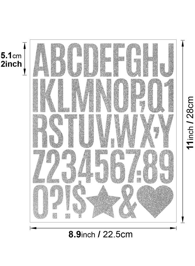 2-Piece 2 inch Silver Glitter Alphanumeric ABC 123 Symbol Self-adhesive Diy Decorative Car Luggage Notebook Stickers - Image 4