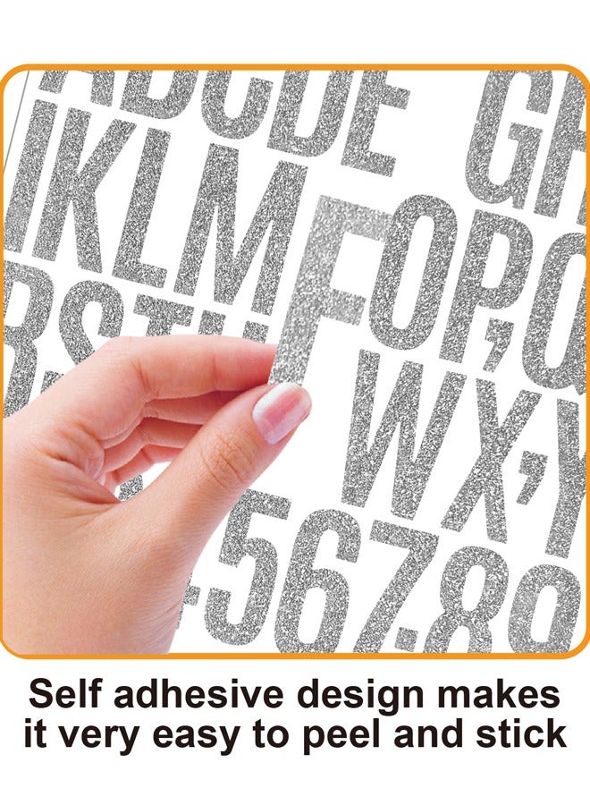 2-Piece 2 inch Silver Glitter Alphanumeric ABC 123 Symbol Self-adhesive Diy Decorative Car Luggage Notebook Stickers - Image 5