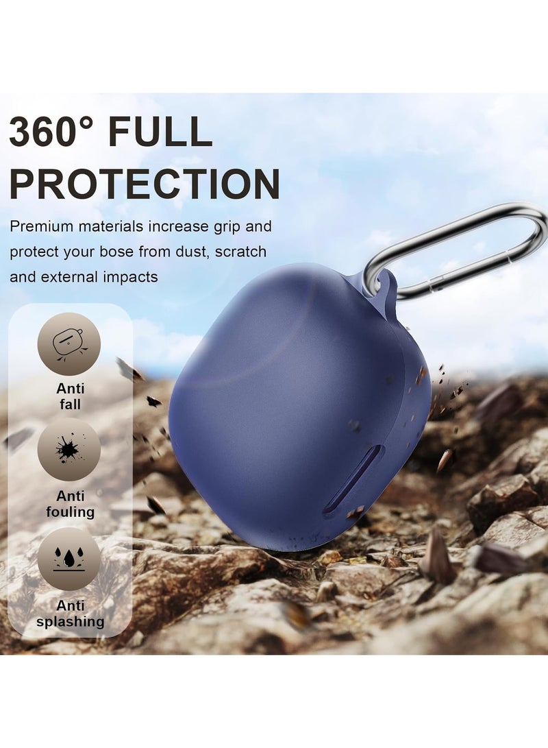 Silicone Case for Anker Soundcore P40i , Soft Silicone Shockproof Protective Skin Case for Soundcore P40i Wireless Earbuds with Carabiner, Front LED Visible -Blue - Image 3