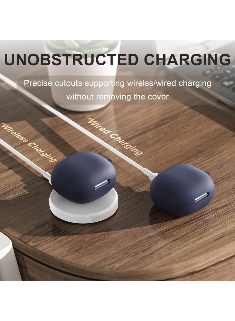 Silicone Case for Anker Soundcore P40i , Soft Silicone Shockproof Protective Skin Case for Soundcore P40i Wireless Earbuds with Carabiner, Front LED Visible -Blue - Image 5