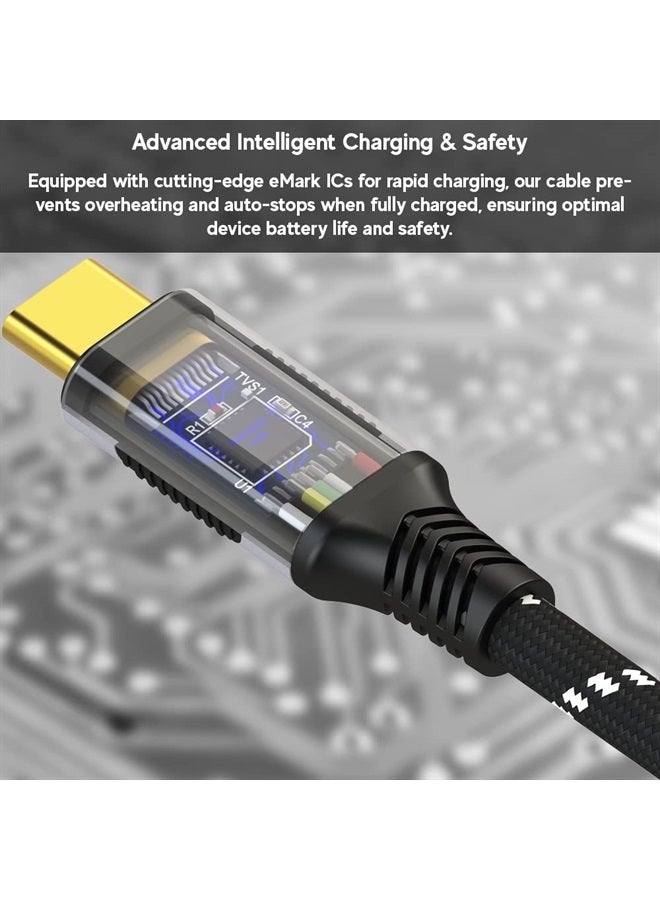 LINKUP كابل USB 4.0 شحن سريع 240 واط بسرعة 40 جيجابت في الثانية من نوع C - متوافق مع Thunderbolt 3/4، فيديو 8K@60Hz، غلاف متين - لجميع أجهزة USB-C، هاب، eGPU، كمبيوتر ألعاب (3 قدم/0.9 متر) أسود/أبيض - Image 2