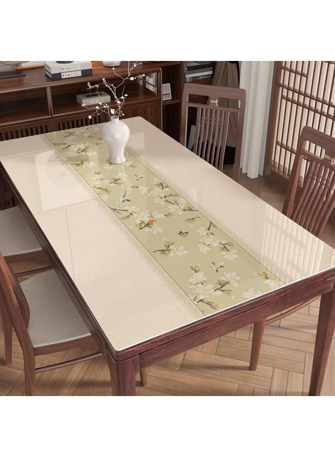 Bluejw New Chinese-style Waterproof And Oil-proof Tablecloth Anti-scalding Living Room Light Luxury High-end Dining Table Mat PVC Soft Glass Coffee Table Tablecloth - Image 1