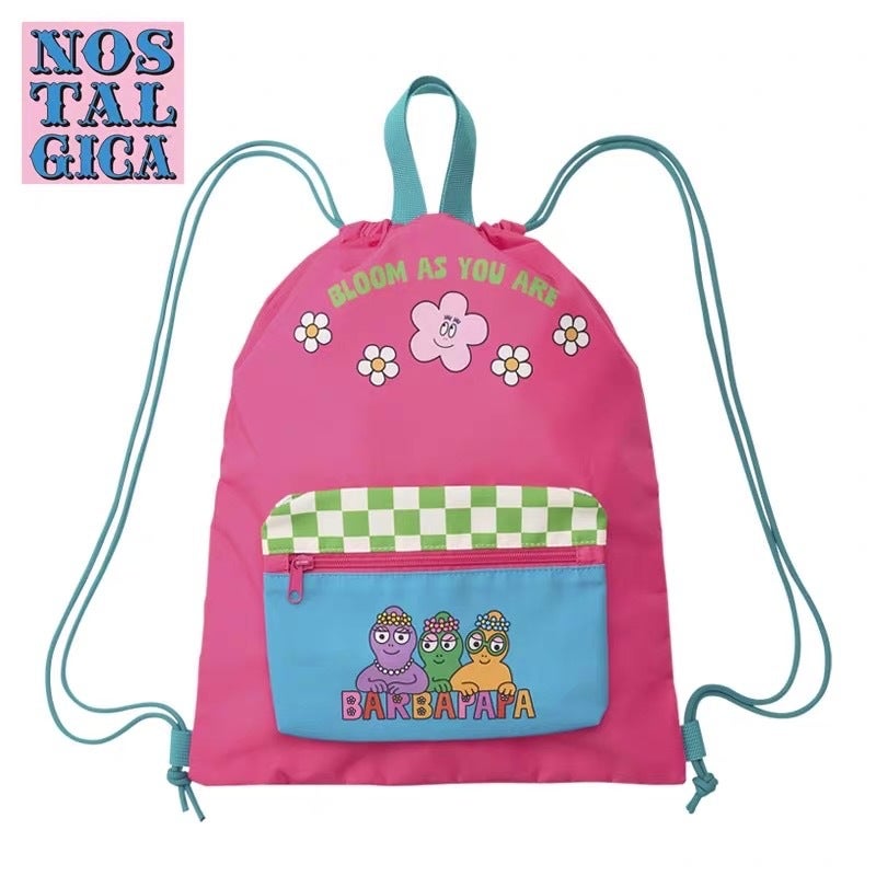 Barbapapa Lightweight 2-in-1 Drawstring Backpack for Women, Pink - Image 1