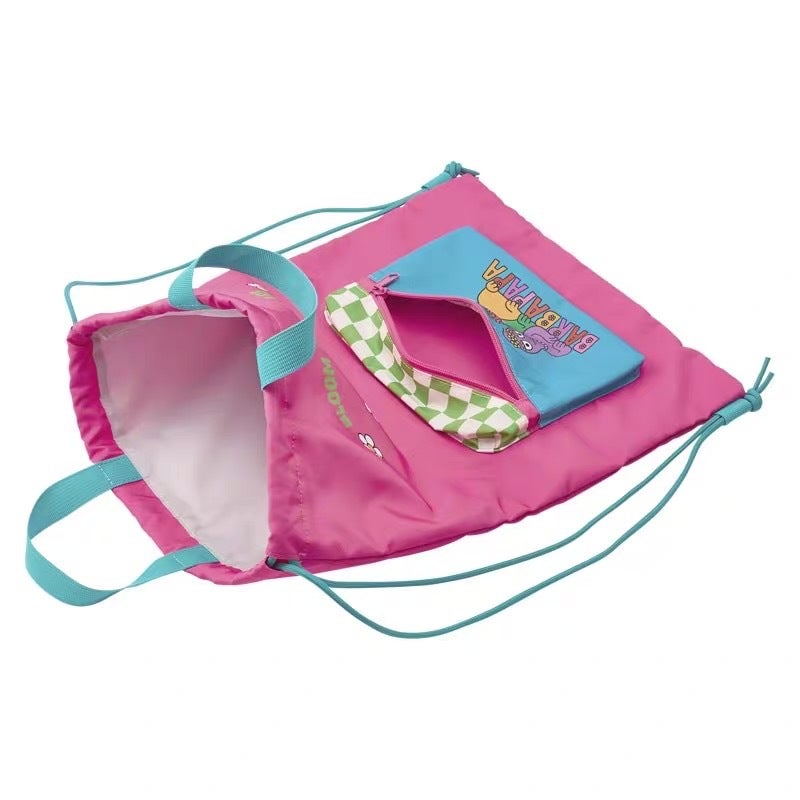 Barbapapa Lightweight 2-in-1 Drawstring Backpack for Women, Pink - Image 3