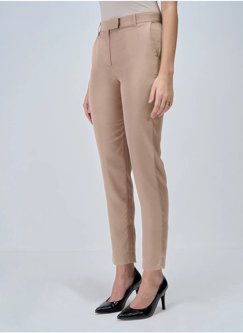 Salt Attire Women's Mid-Rise Slim Leg Pants with Fly Front Zip Closure and Slant Pockets  Sleek Formal Trousers for Effortless Style and Comfort  - Image 4