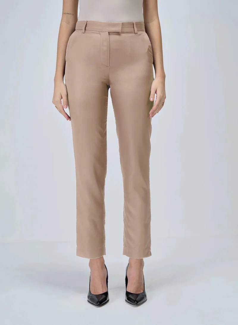 سولت اتاير Women's Mid-Rise Slim Leg Pants with Fly Front Zip Closure and Slant Pockets  Sleek Formal Trousers for Effortless Style and Comfort