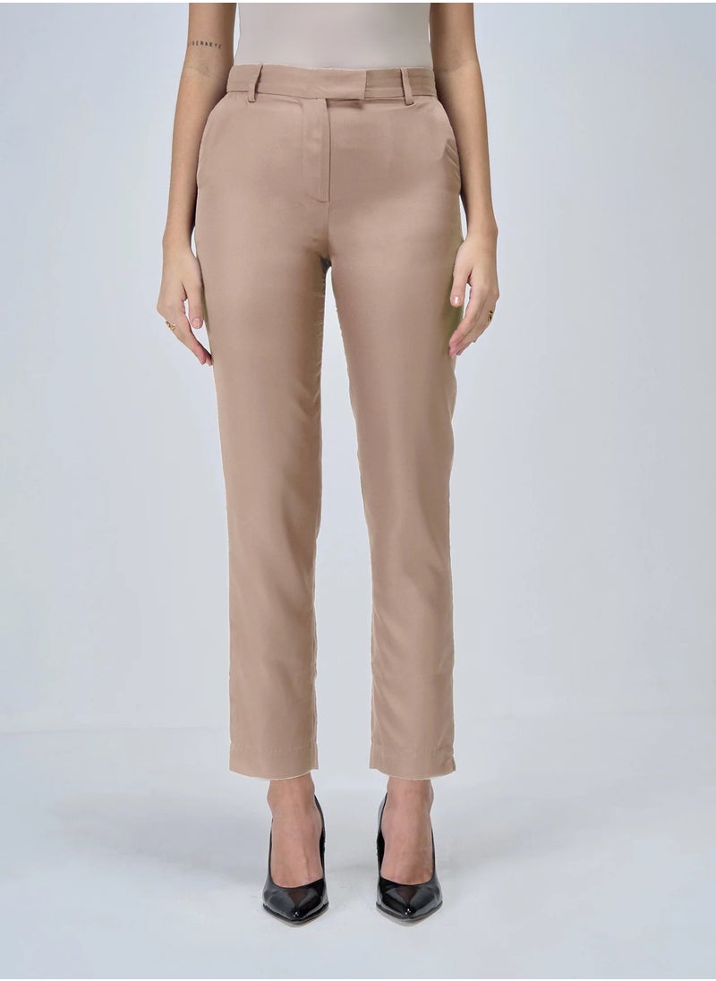 Salt Attire Women's Mid-Rise Slim Leg Pants with Fly Front Zip Closure and Slant Pockets  Sleek Formal Trousers for Effortless Style and Comfort  - Image 2