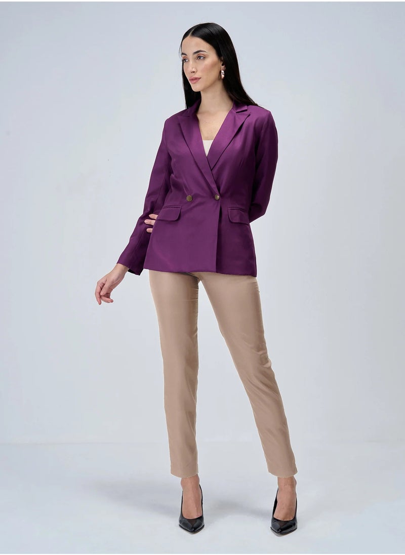 Salt Attire Women's Mid-Rise Slim Leg Pants with Fly Front Zip Closure and Slant Pockets  Sleek Formal Trousers for Effortless Style and Comfort  - Image 1