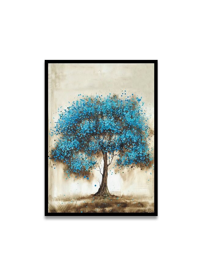 ماركتنا لوحة جدارية قماشية فنية لتزيين الحائط بتصميم شجرة مع برواز  أسود مجوف مقاس (120x80) قطعة واحدة - Image 2