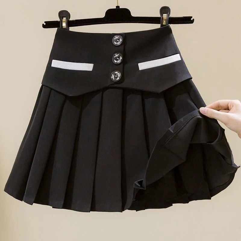 Womens Skirt Summer 2024 New A- line Short Skirt High Waist Slimming Skirt A- Dirt Work Dress Belly Covering Pleated Skirt for Women White  - Image 2