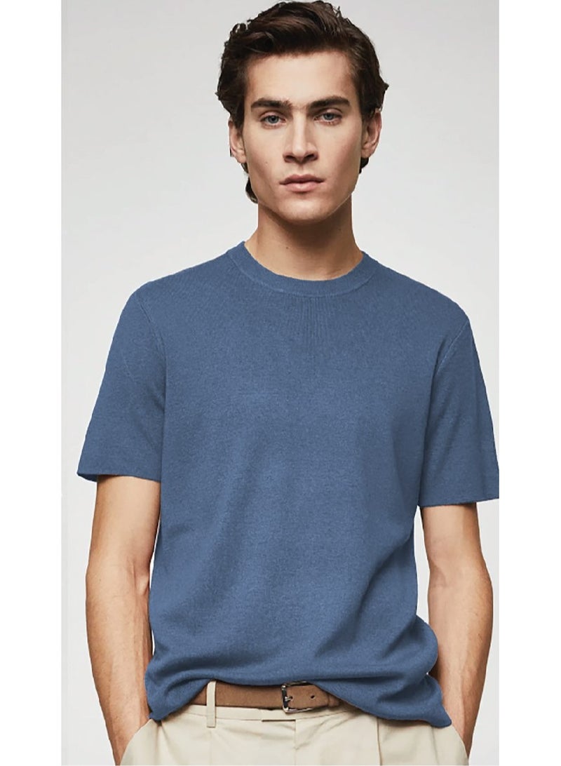 كوب قميص تي شيرت سادة منسوج برقبة دائرية