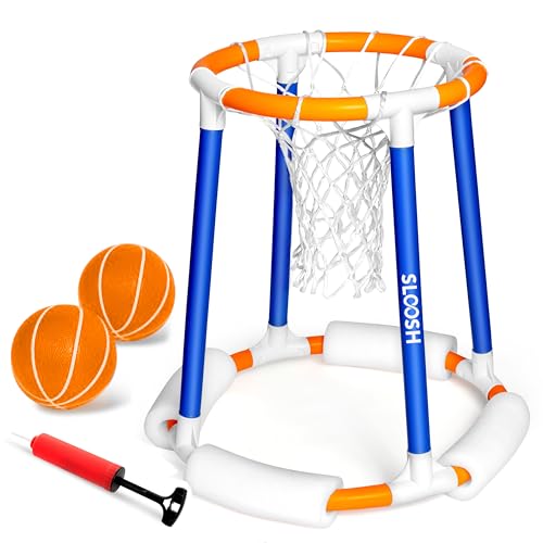 Sloosh Pool Basketball Hoop Toys Floating Basketball Pool Game Swimming Floats Toys with Balls Pump Summer Outdoor Water Play Toy for Kids and Adults Blue Orange - Image 1