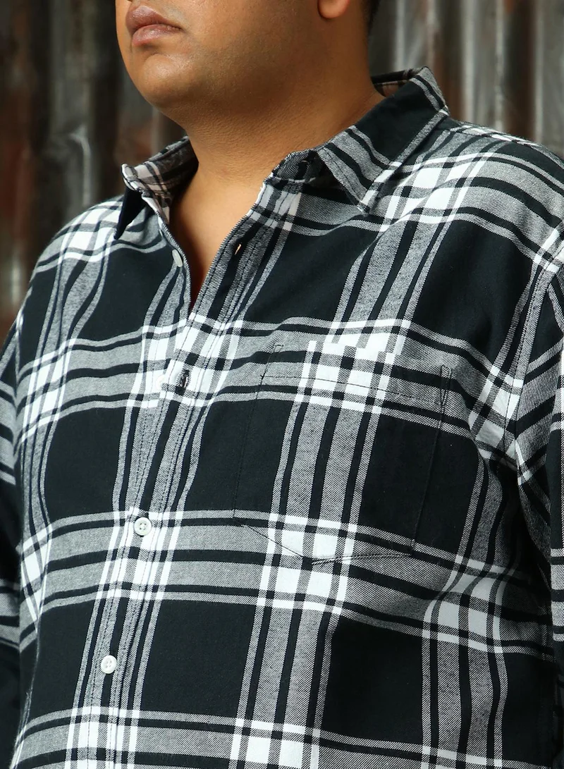 HIGH STAR Men's Multicoloured 100% Cotton Checkered Plus Size Button Down Regular Fit Shirt