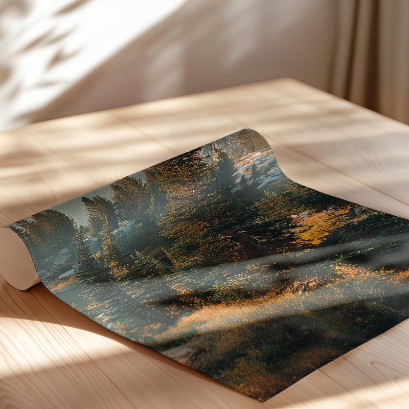 TNESSENTIAL Golden Hour Mountain Landscape Triptych Wall Art Poster or Canvas Print,, Alpine Lake Evergreen Forest Print, Serene Nature Set of 3 Prints - Image 2