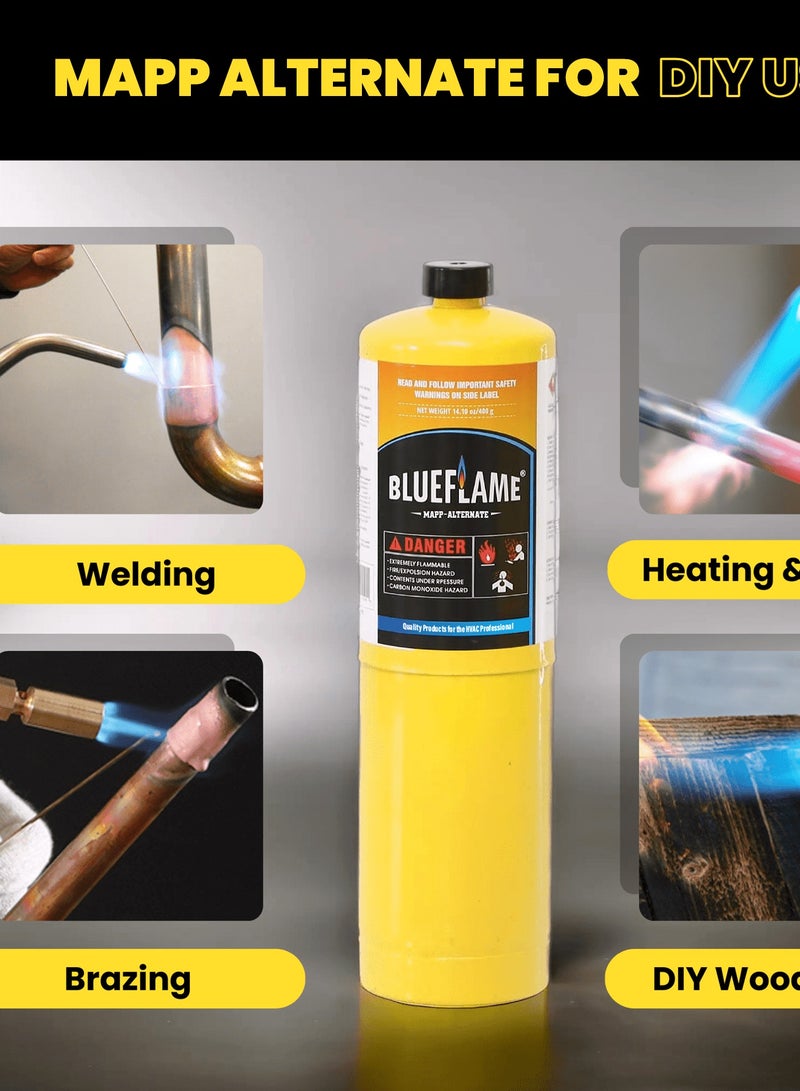BlueFlame MAPP ALTERNATE Cylinder Pack of 6 – 99.9% High-Purity Propylene for Superior Heat – Hotter than Standard Propane Tanks – Ideal for Welding, Brazing, Soldering, and Modern Cuisines 14.1 oz - Image 2
