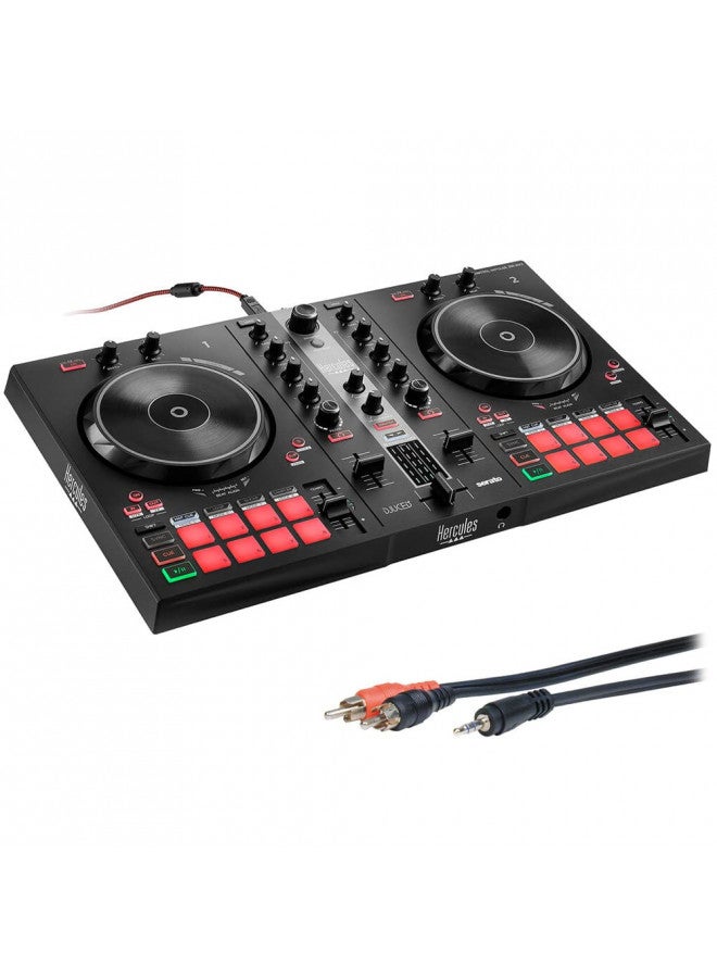 Hercules DJ Hercules DJ Control Inpulse 300 2-Deck USB DJ Controller for Serato DJ Lite and DJUCED Bundle with 6' Comprehensive Standard Series 3.5mm Stereo Mini Plug to 2 RCA Plugs Audio Cable  - Image 1