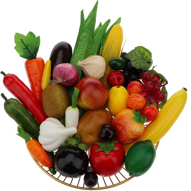 Woration 30pcs Plastic Artificial Fruit Fake Vegetables Simulation Foam Mini Fruits Set Lifelike Food Model Table Decoration Christmas Home Faux Photoshoot Garnish Festival - Image 1