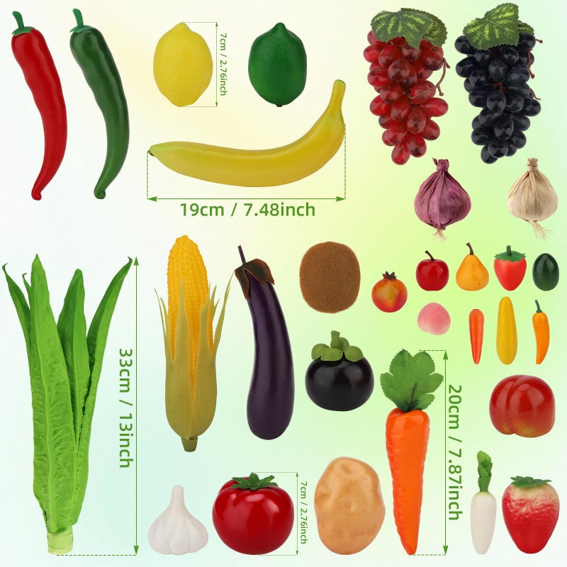 Woration 30pcs Plastic Artificial Fruit Fake Vegetables Simulation Foam Mini Fruits Set Lifelike Food Model Table Decoration Christmas Home Faux Photoshoot Garnish Festival - Image 3
