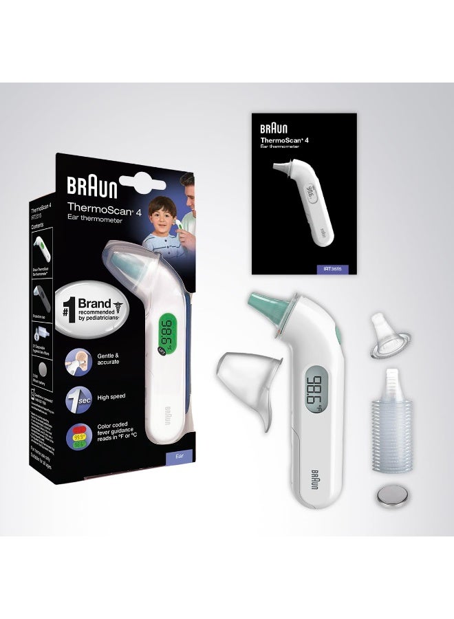 Braun ThermoScan 4 IRT3515 Digital Ear Thermometer for Kids and Adults, Professional Accuracy, Color Coded and Audio Fever Guidance for Babies, Toddlers - White - Image 3