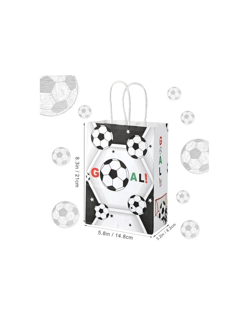 Excefore 12pcs Soccer Party Favor Paper Bags, Football Themed Party Bags with Handles Soccer Goodie Bags Treat Candy Bags for Kids Adults Soccer Party Supplies  - Image 2