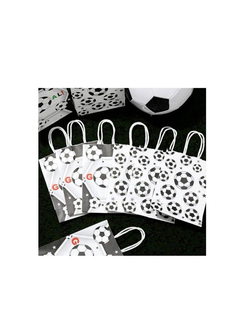 Excefore 12pcs Soccer Party Favor Paper Bags, Football Themed Party Bags with Handles Soccer Goodie Bags Treat Candy Bags for Kids Adults Soccer Party Supplies  - Image 4