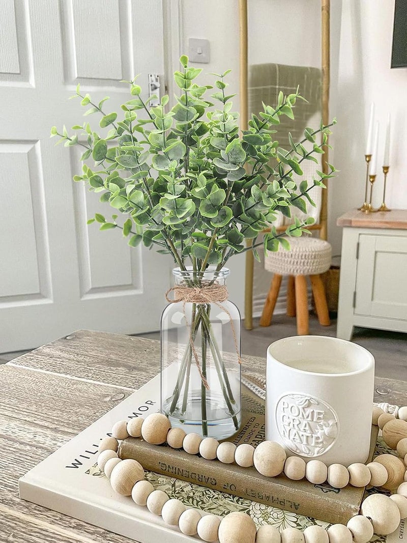 Bessol Artificial Eucalyptus Stems in Glass Vase with Faux Water, 14.57" Small Fake Plants Eucalyptus Leaves for Centerpiece Table Bathroom Farmhouse Shelf Kitchen Office Home Faux Greenery Decor - Image 3