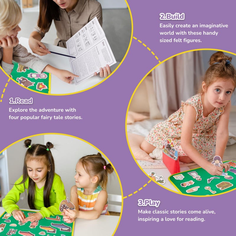 CHEFAN Felt/Flannel Board Story Set of 4, PRECUT Felt Pieces for Preschool Toddlers, Three Little Pigs|Goldilocks and Three Bears|Hansel and Gretel|The Hare and Tortoise - Image 5