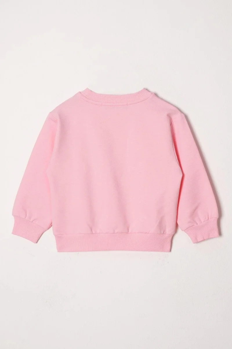 Acar Crew Neck Long Sleeve Daisy Embroidered Pink Color Girl Tracksuit