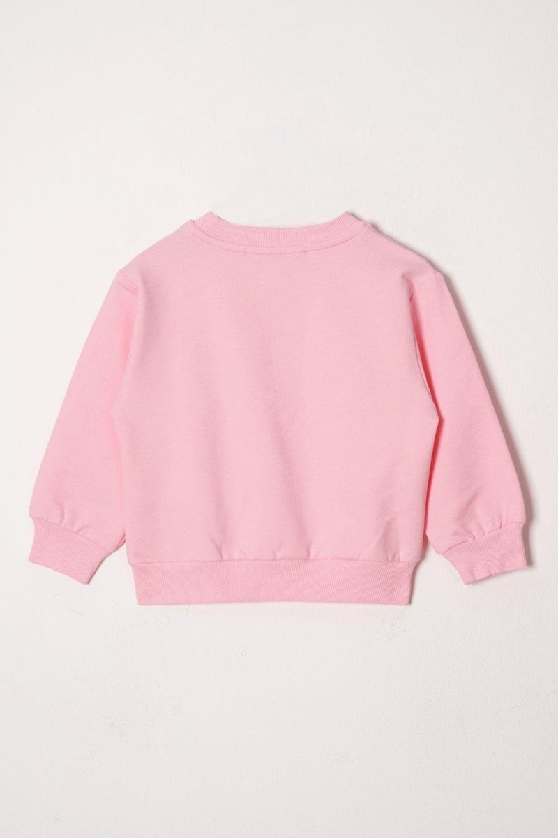 Acar Crew Neck Long Sleeve Daisy Embroidered Pink Color Girl Tracksuit - Image 3