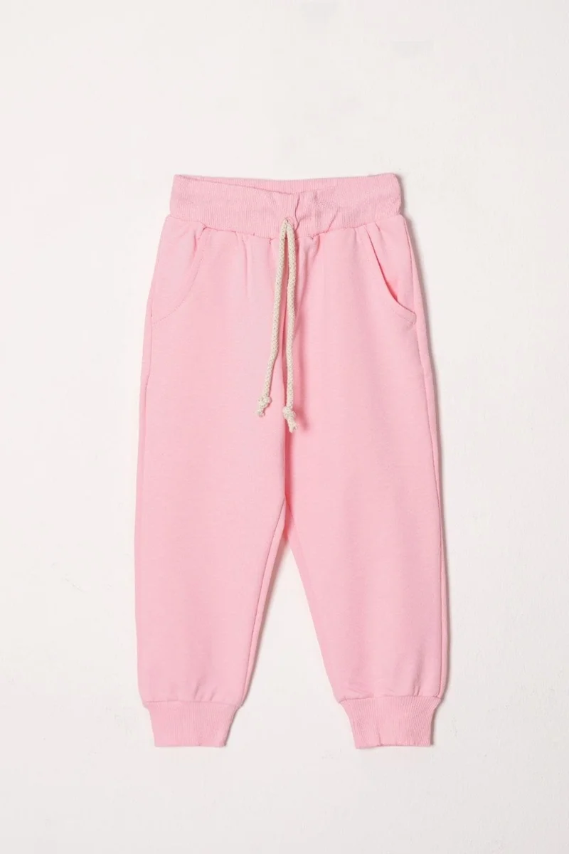 Acar Crew Neck Long Sleeve Daisy Embroidered Pink Color Girl Tracksuit